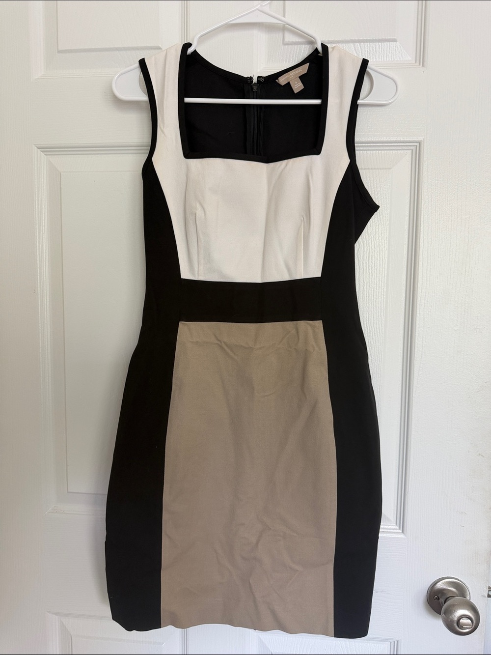 Banana Republic Black, White & Tan Colorblock Midi Dress